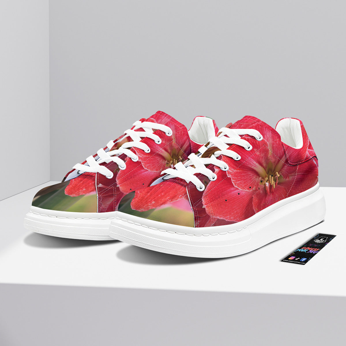 Fresh Amaryllis Print Platform Shoes-grizzshop