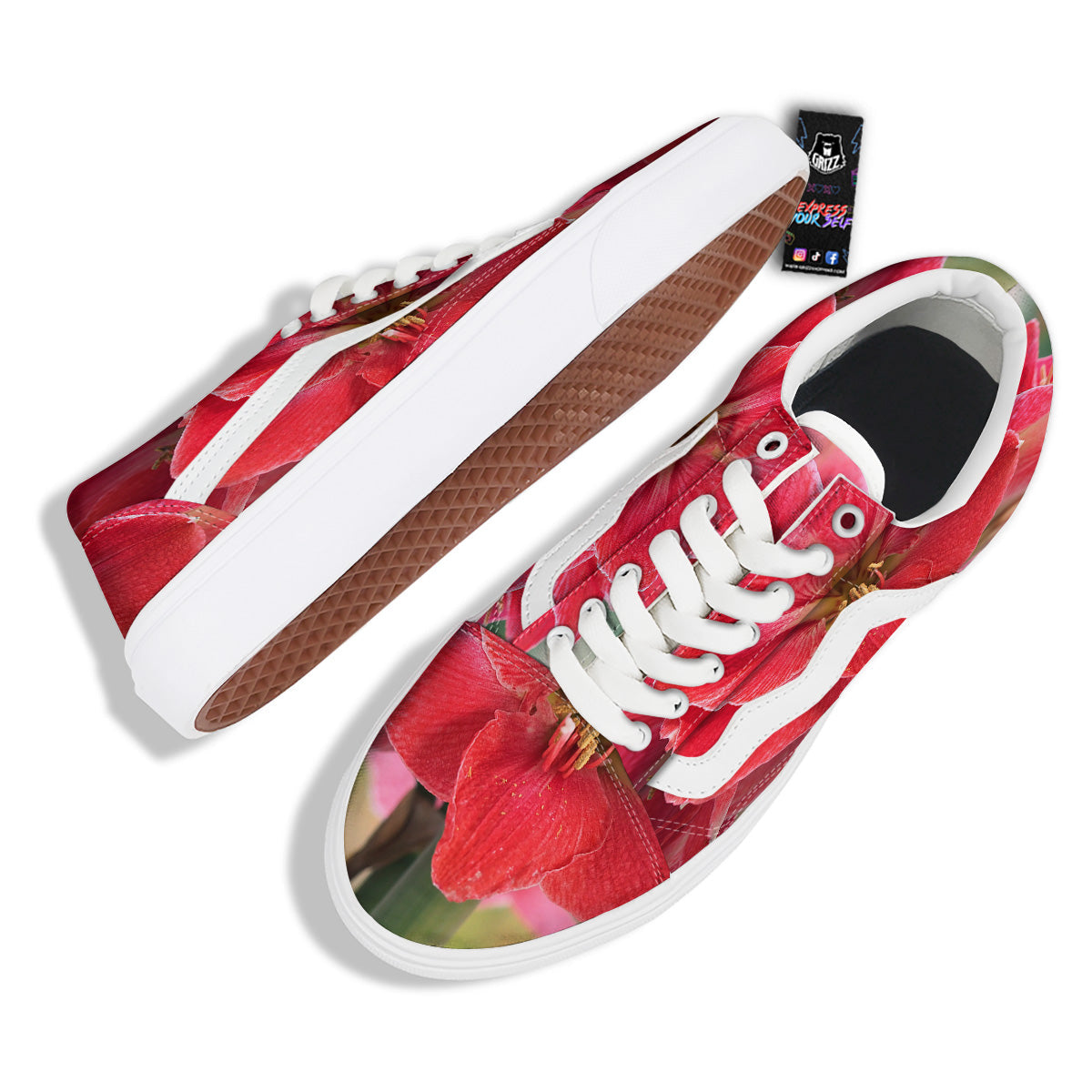 Fresh Amaryllis Print Skate Shoes-grizzshop