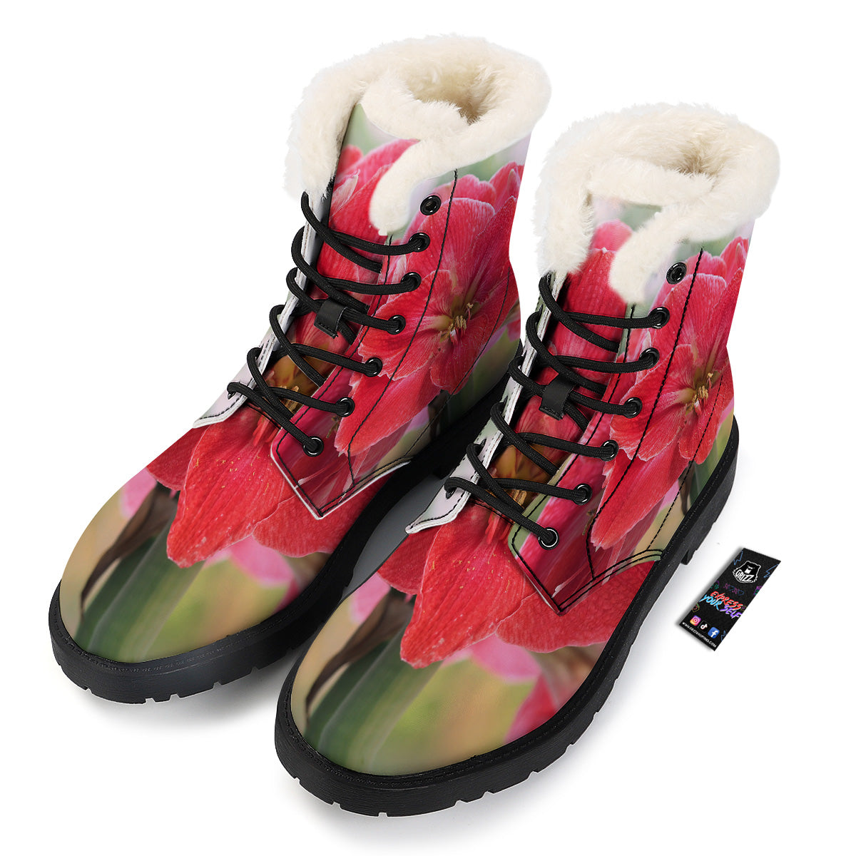 Fresh Amaryllis Print Winter Boots-grizzshop