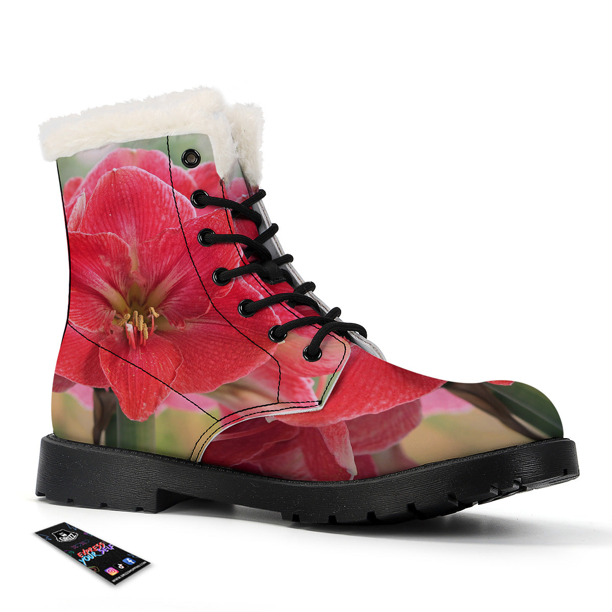 Fresh Amaryllis Print Winter Boots-grizzshop