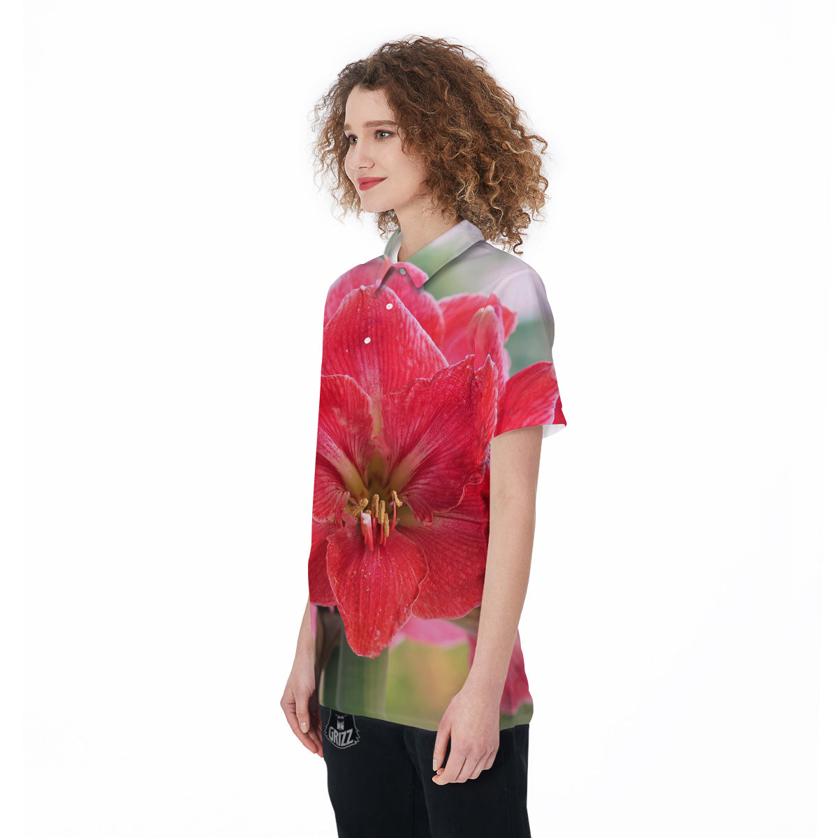 Fresh Amaryllis Print Women's Golf Shirts-grizzshop