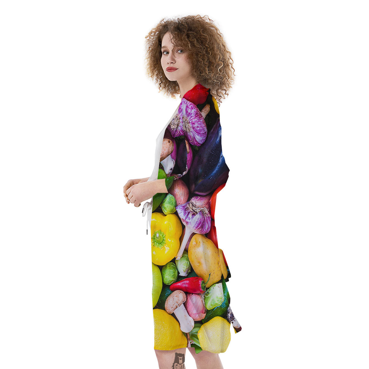 Fresh Green Fruit And Vegetables Print Kimono-grizzshop