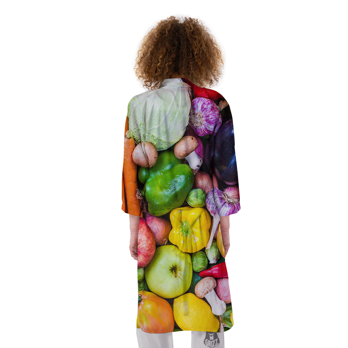 Fresh Green Fruit And Vegetables Print Kimono-grizzshop