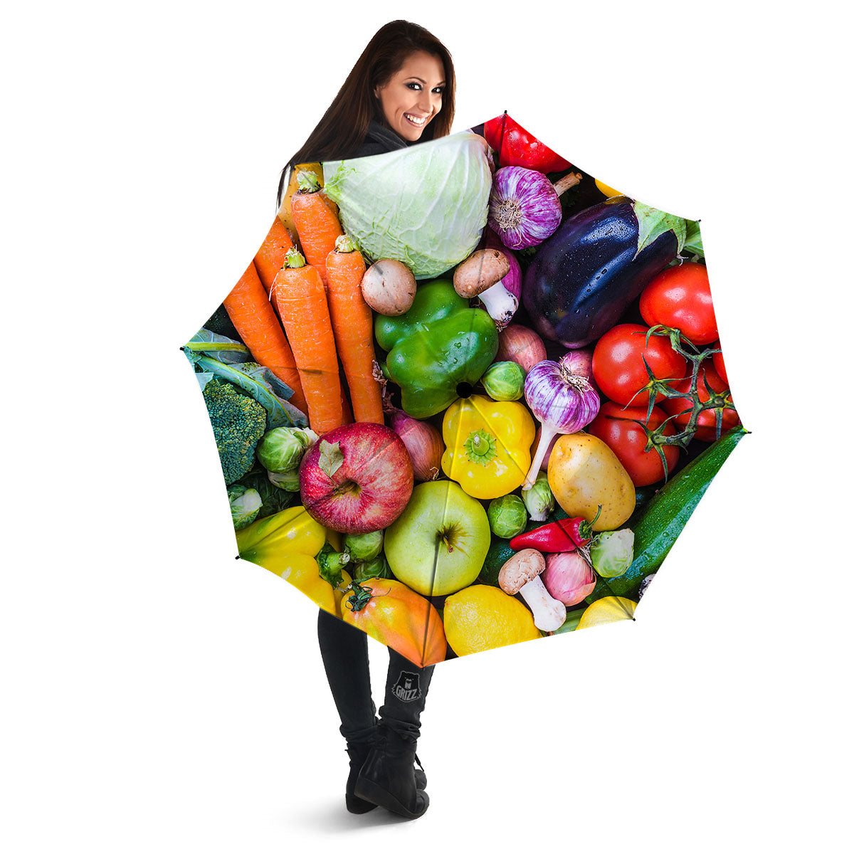 Fresh Green Fruit And Vegetables Print Umbrella-grizzshop