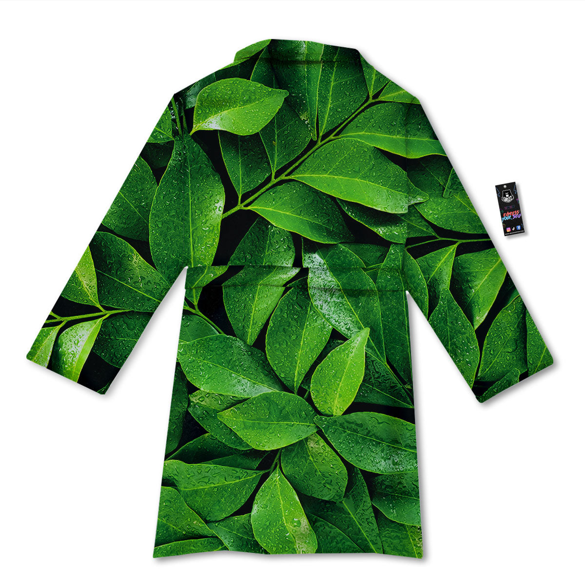 Fresh Leaf Green Print Bathrobe-grizzshop