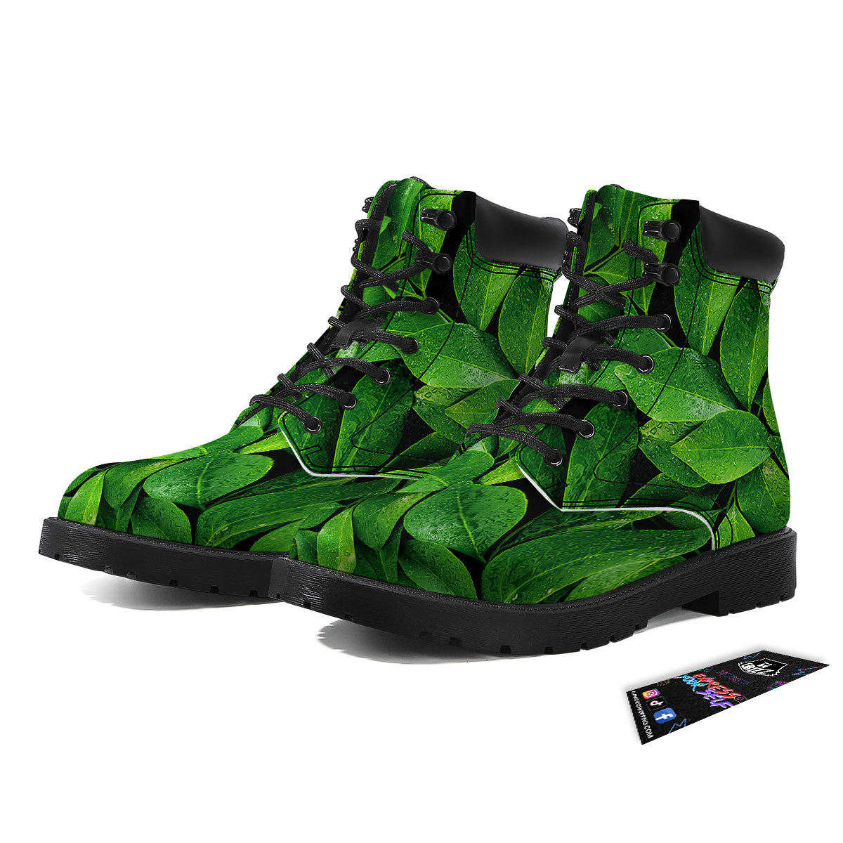 Fresh Leaf Green Print Boots-grizzshop
