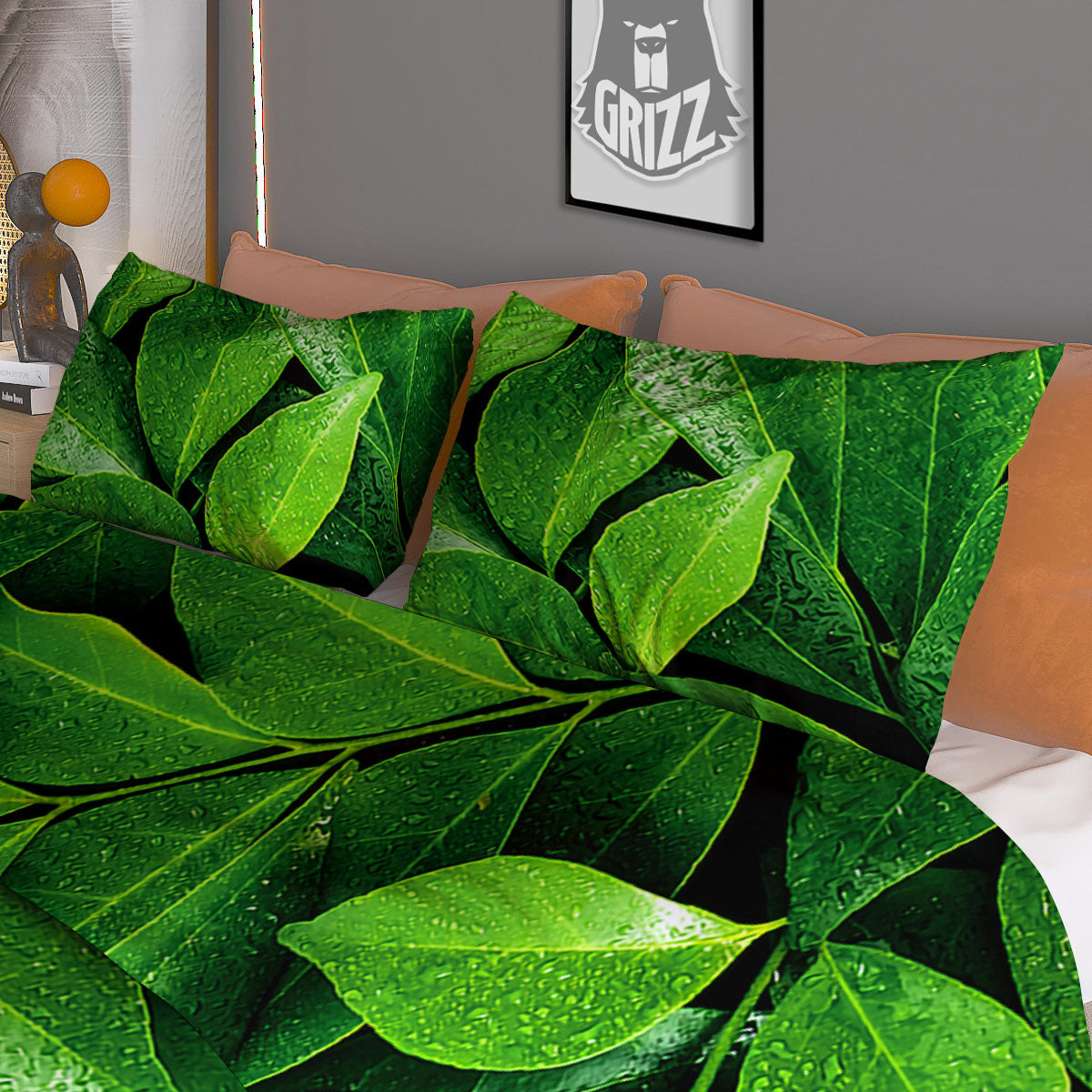 Fresh Leaf Green Print Duvet Cover Bedding Set