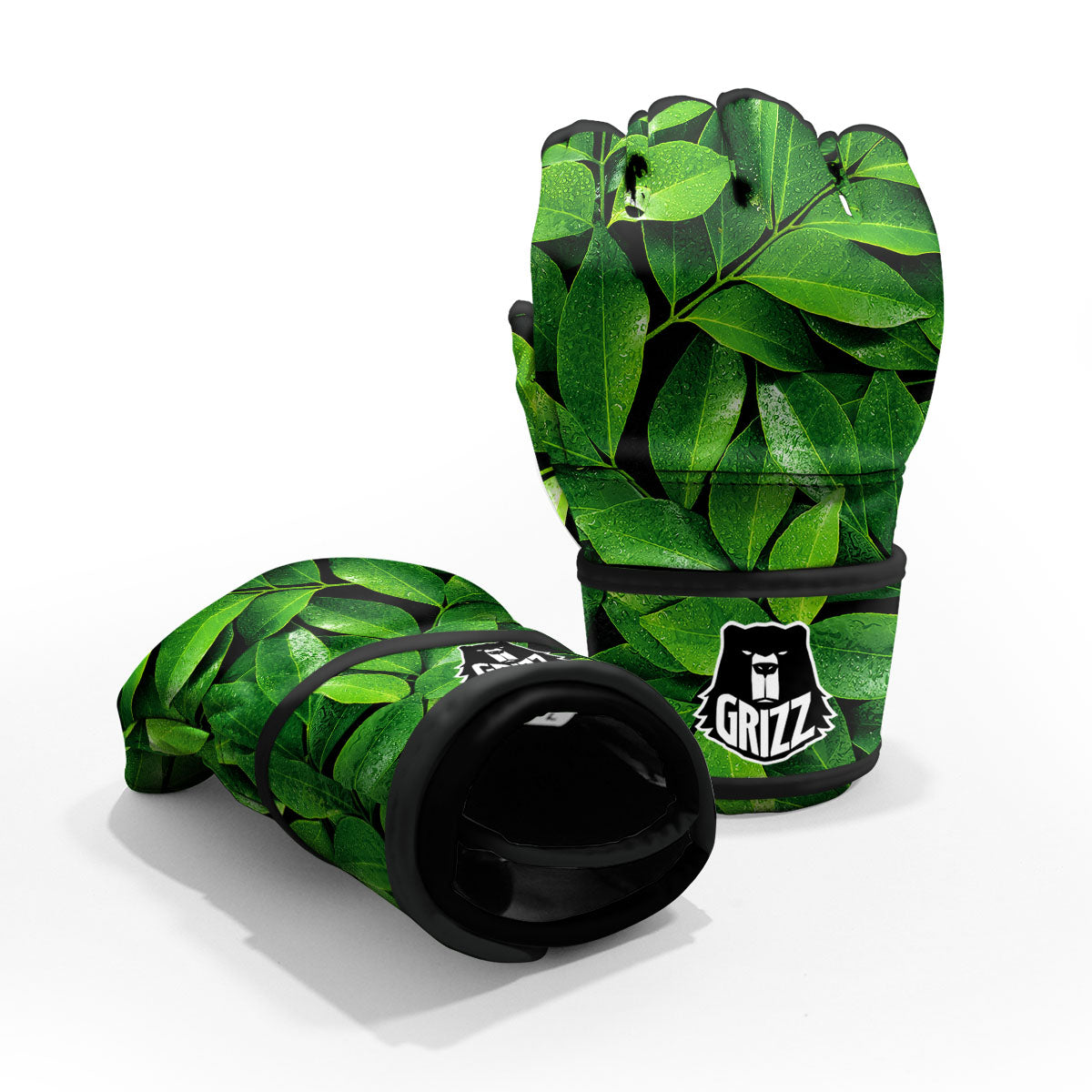 Fresh Leaf Green Print MMA Gloves-grizzshop