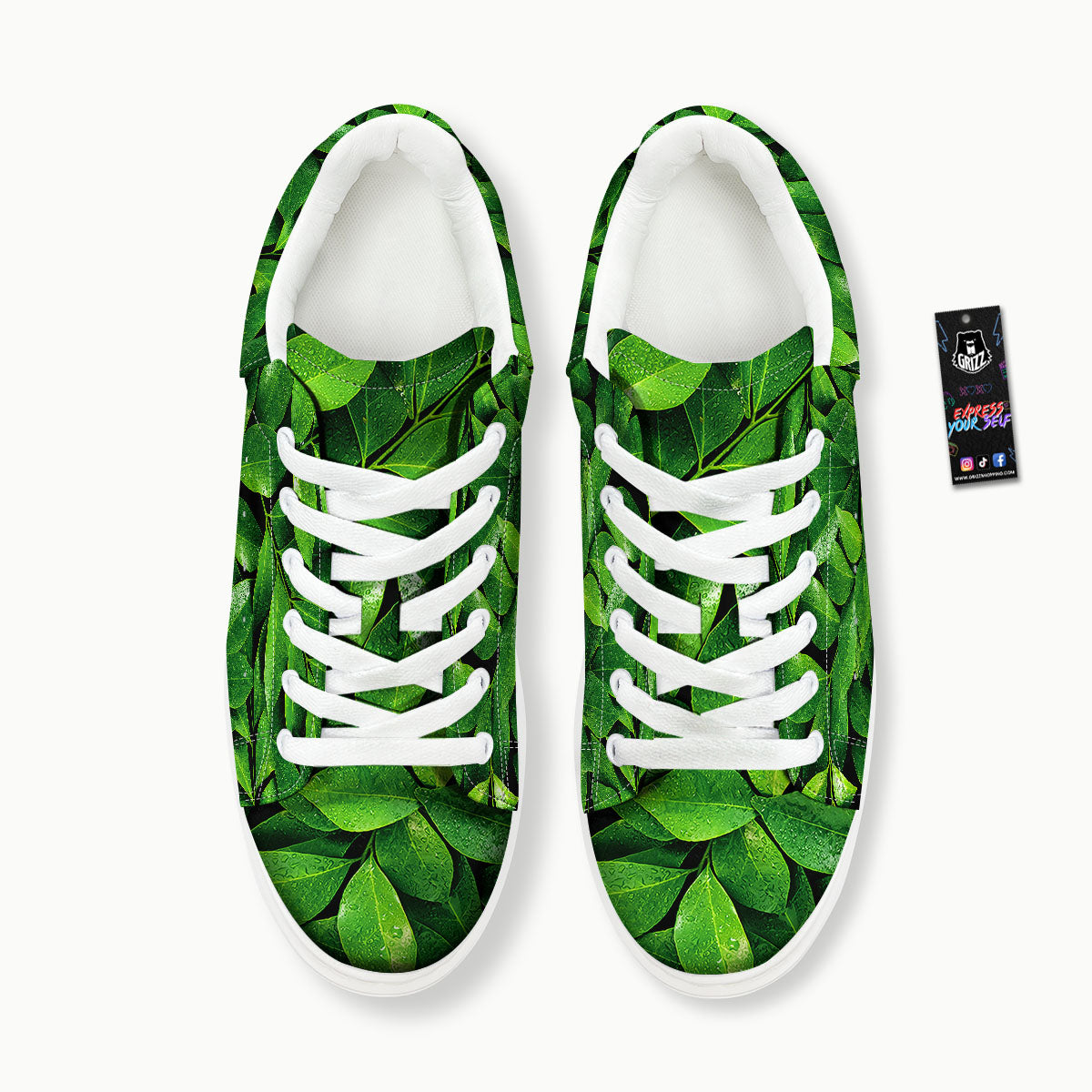Fresh Leaf Green Print Platform Shoes-grizzshop