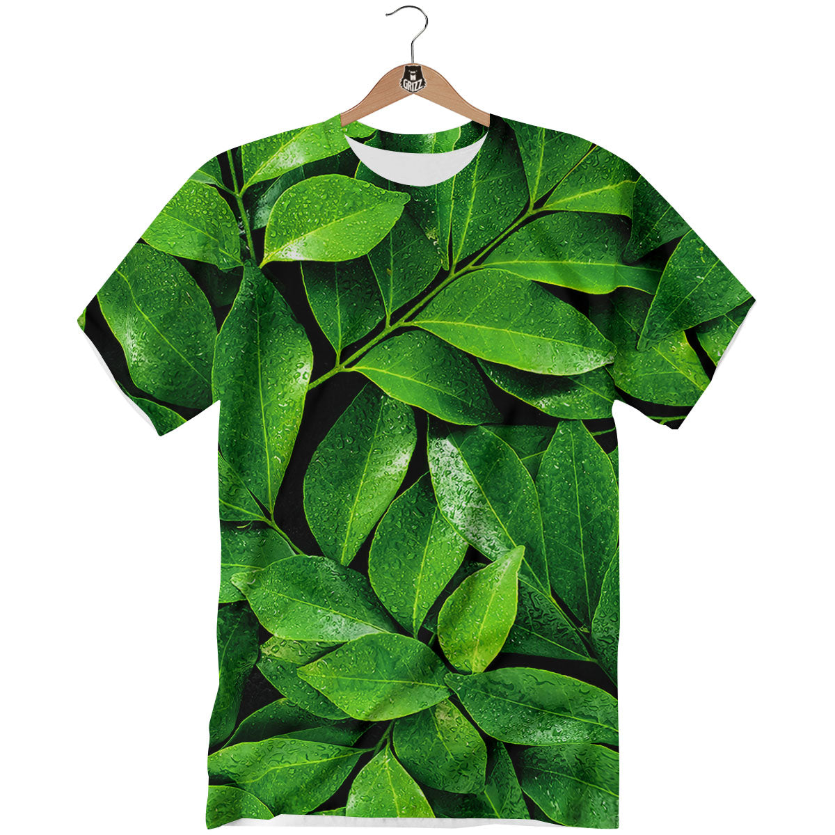 Fresh Leaf Green Print T-Shirt-grizzshop