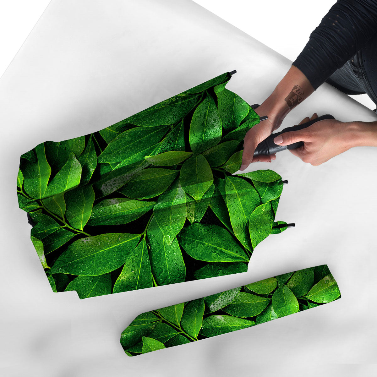 Fresh Leaf Green Print Umbrella-grizzshop