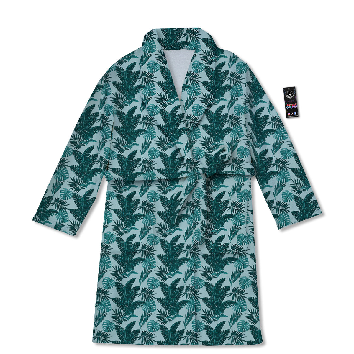 Fresh Leaf Tropical Print Bathrobe-grizzshop