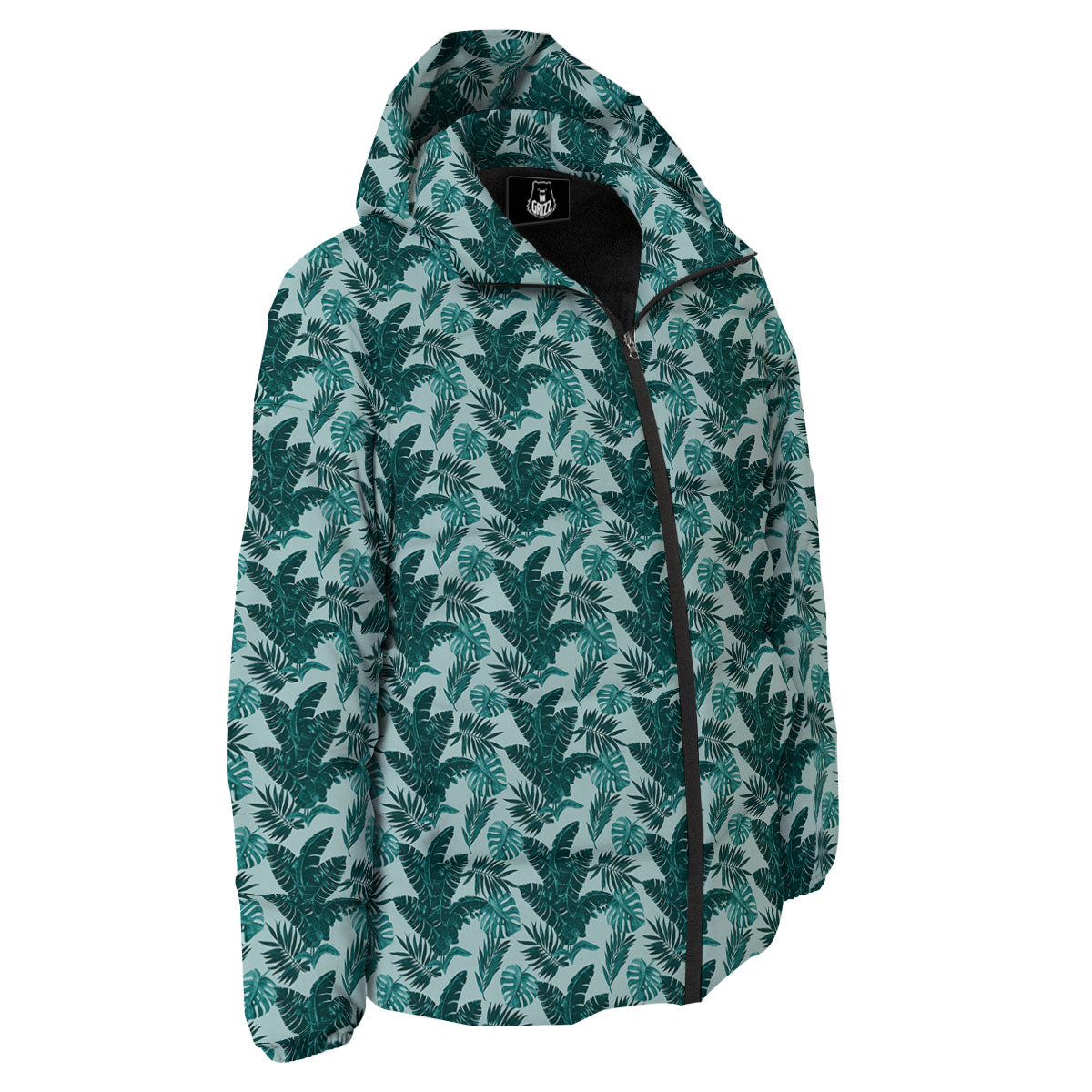 Fresh Leaf Tropical Print Down Jacket-grizzshop