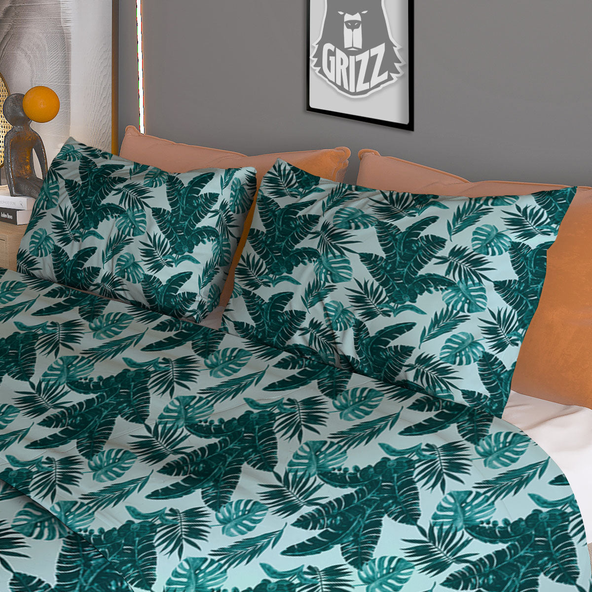 Fresh Leaf Tropical Print Duvet Cover Bedding Set