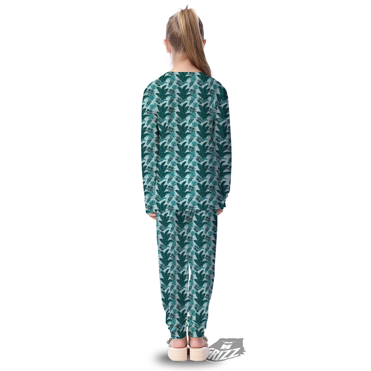 Fresh Leaf Tropical Print Kid's Pajamas-grizzshop