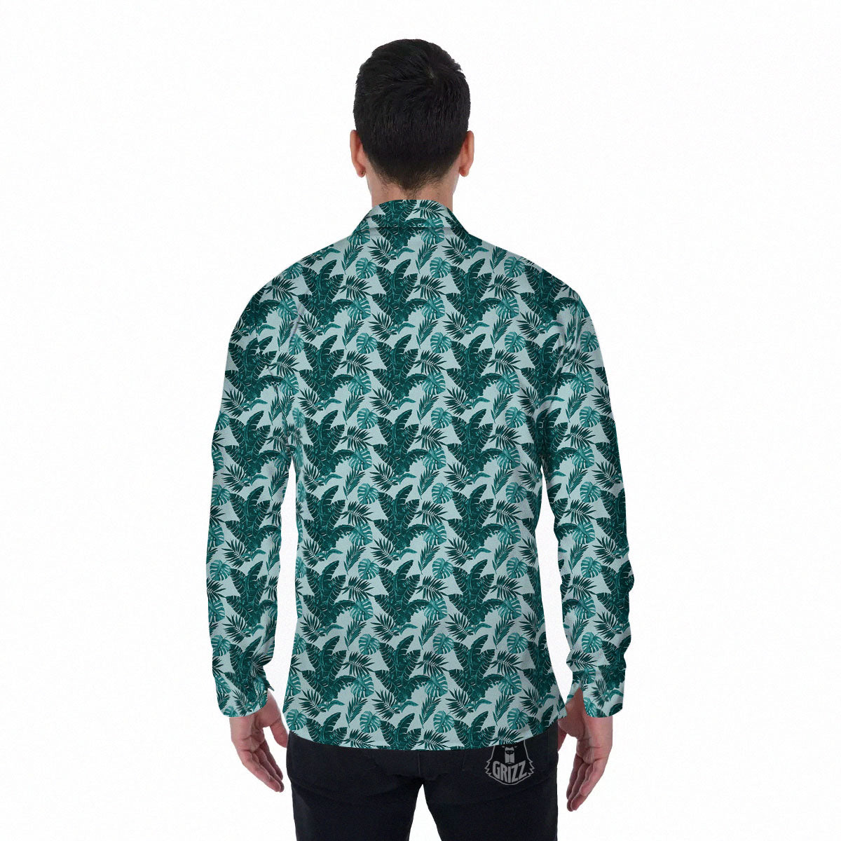 Fresh Leaf Tropical Print Men's Long Sleeve Shirts-grizzshop