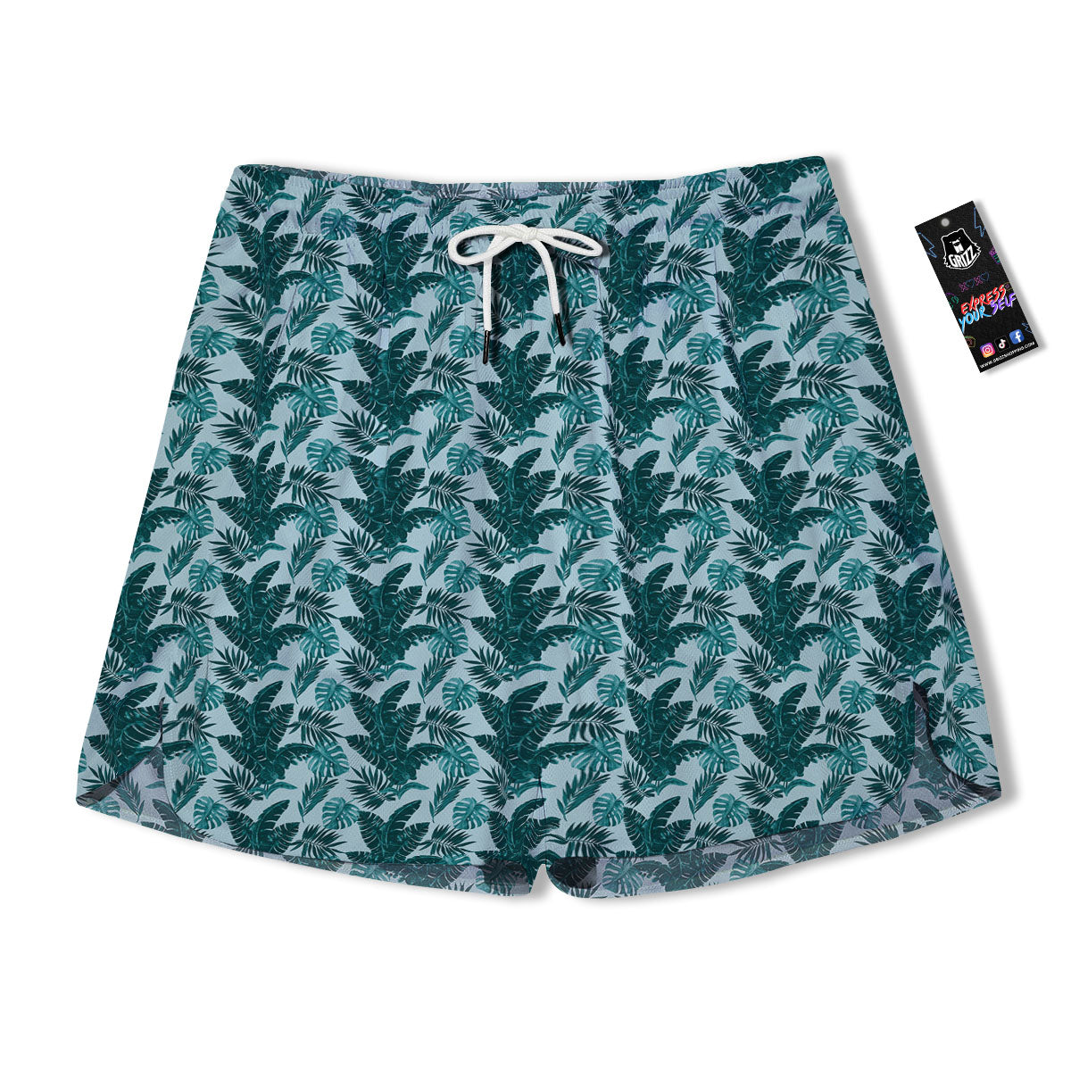 Fresh Leaf Tropical Print Men's Running Shorts-grizzshop