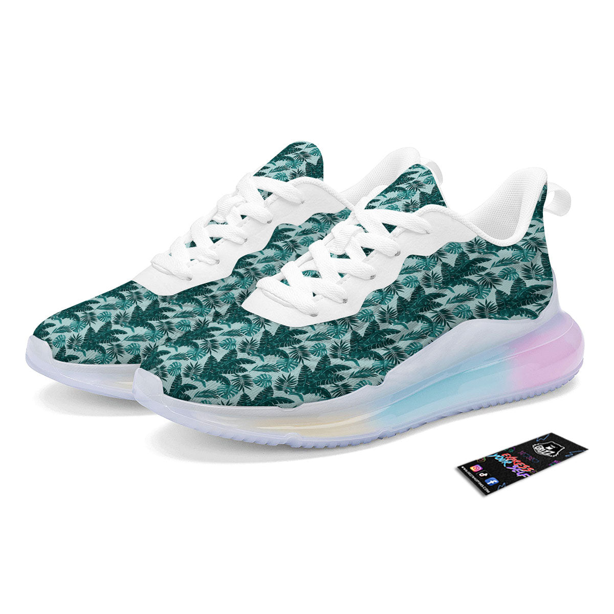 Fresh Leaf Tropical Print Running Sneakers-grizzshop