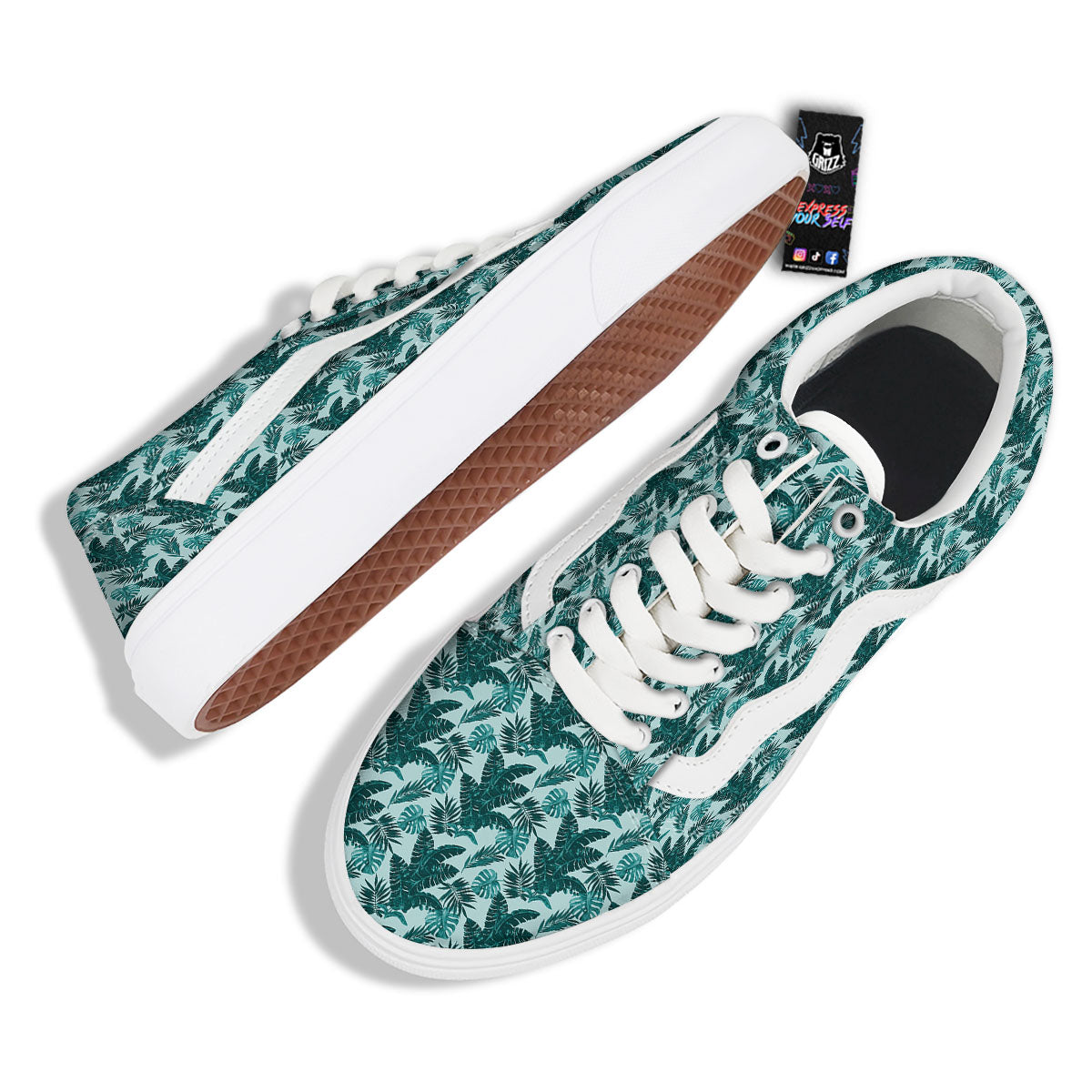 Fresh Leaf Tropical Print Skate Shoes-grizzshop