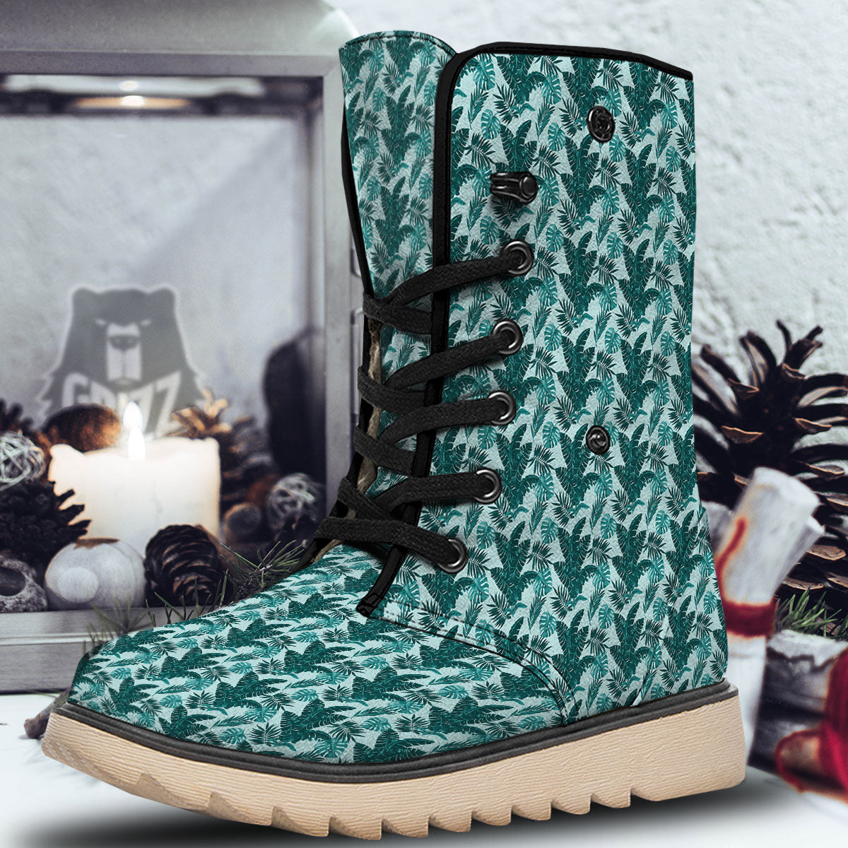 Fresh Leaf Tropical Print Snow Boots-grizzshop
