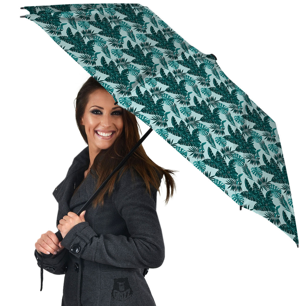 Fresh Leaf Tropical Print Umbrella-grizzshop