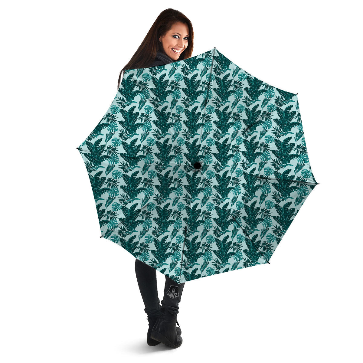 Fresh Leaf Tropical Print Umbrella-grizzshop