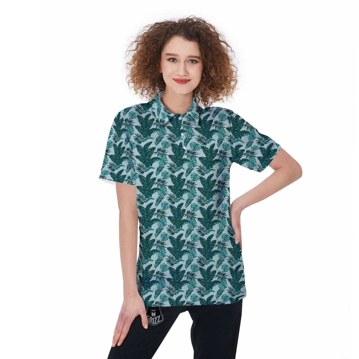 Fresh Leaf Tropical Print Women's Golf Shirts-grizzshop