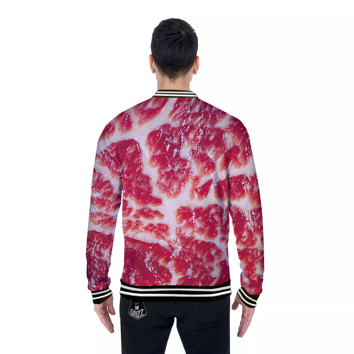 Fresh Meat Print Baseball Jacket-grizzshop