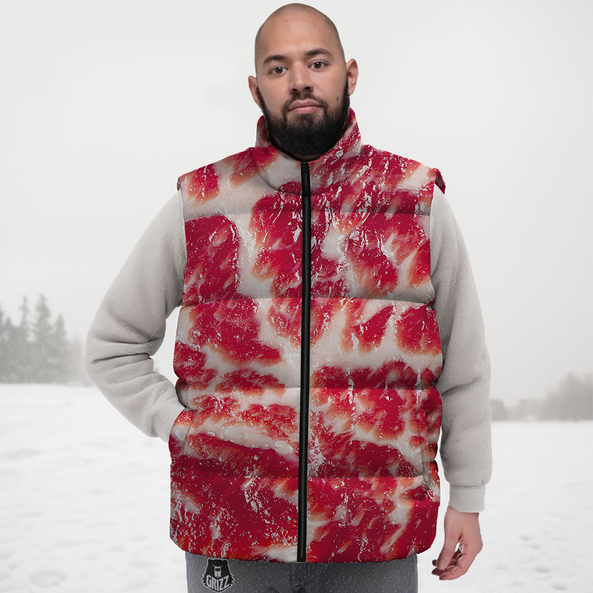Fresh Meat Print Down Vest-grizzshop
