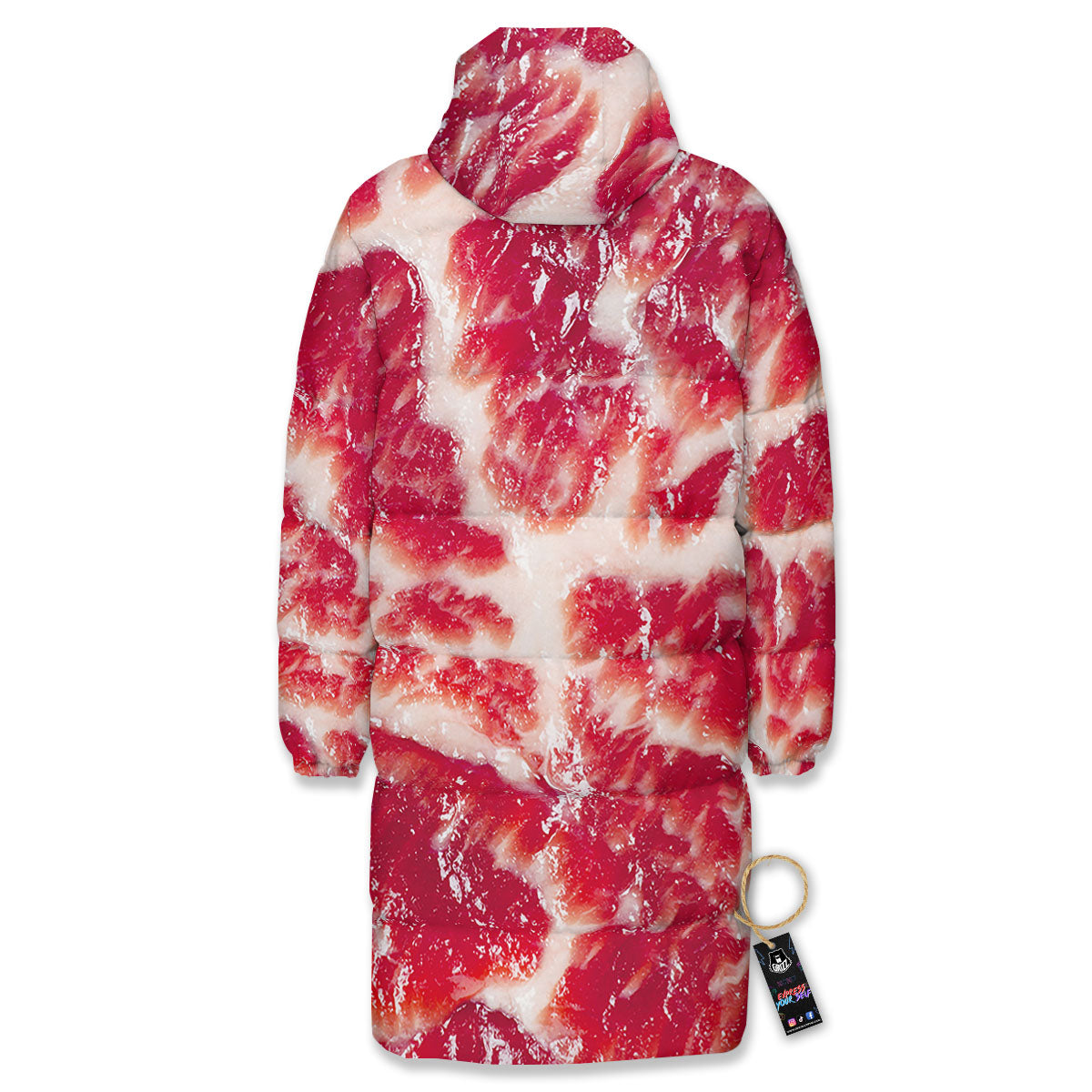 Fresh Meat Print Long Down Jacket-grizzshop
