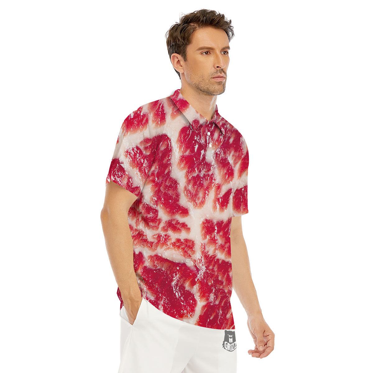 Fresh Meat Print Men's Golf Shirts-grizzshop