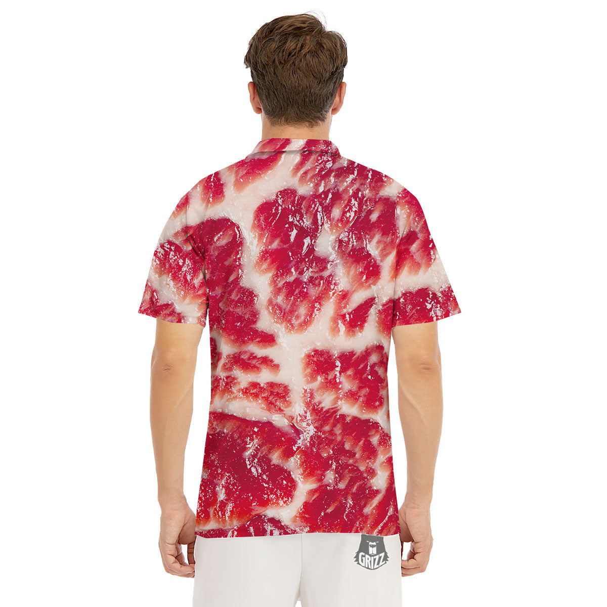 Fresh Meat Print Men's Golf Shirts-grizzshop