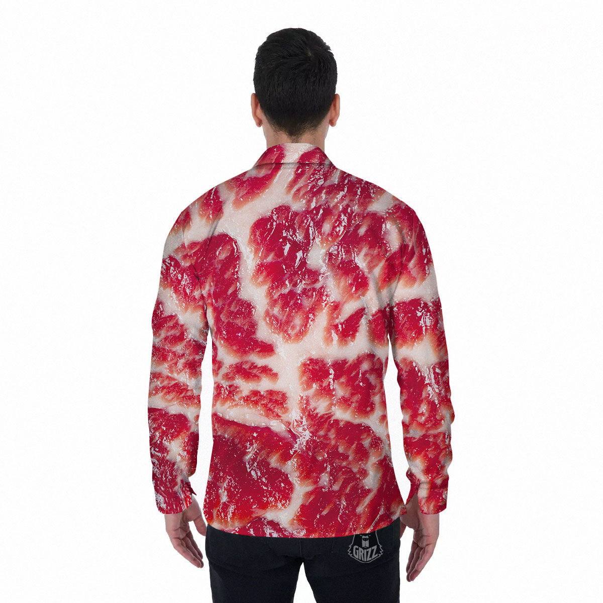 Fresh Meat Print Men's Long Sleeve Shirts-grizzshop