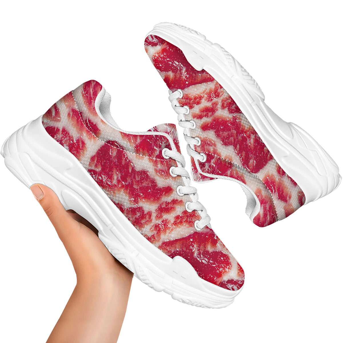 Fresh Meat Print White Chunky Shoes-grizzshop