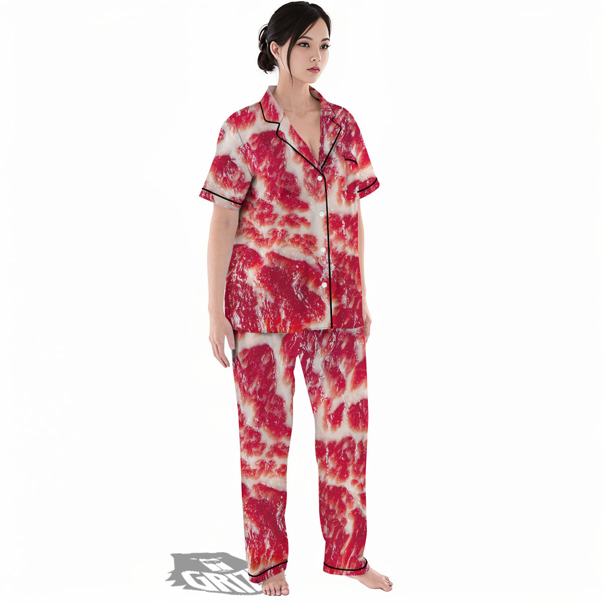 Fresh Meat Print Women's Pajamas Set-grizzshop