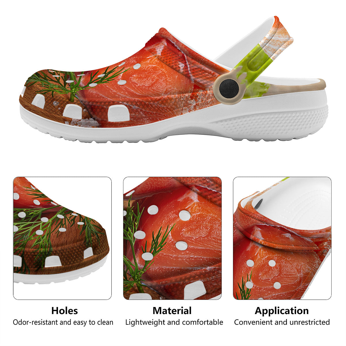 Fresh Salmon Print Clog-grizzshop