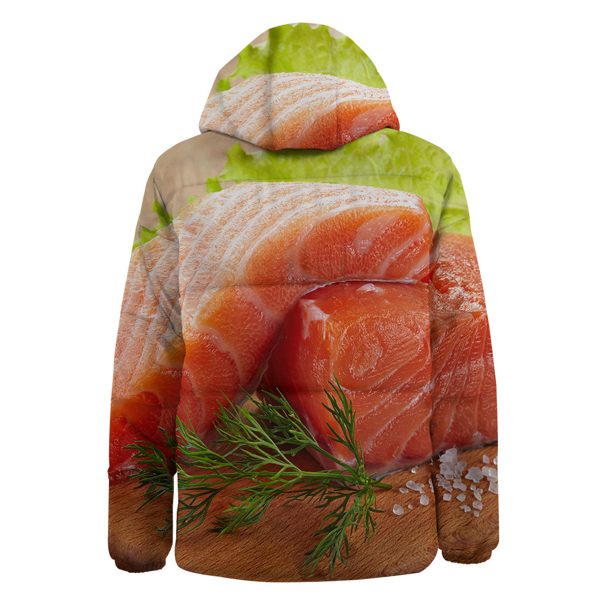 Fresh Salmon Print Down Jacket-grizzshop