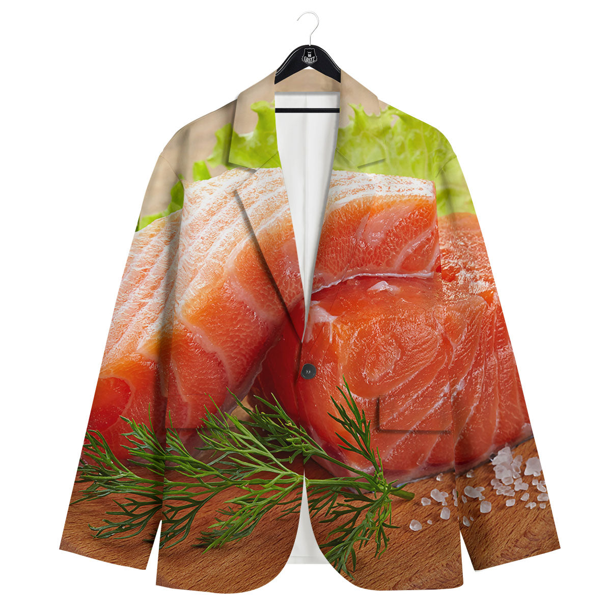 Fresh Salmon Print Men's Sport Coat-grizzshop