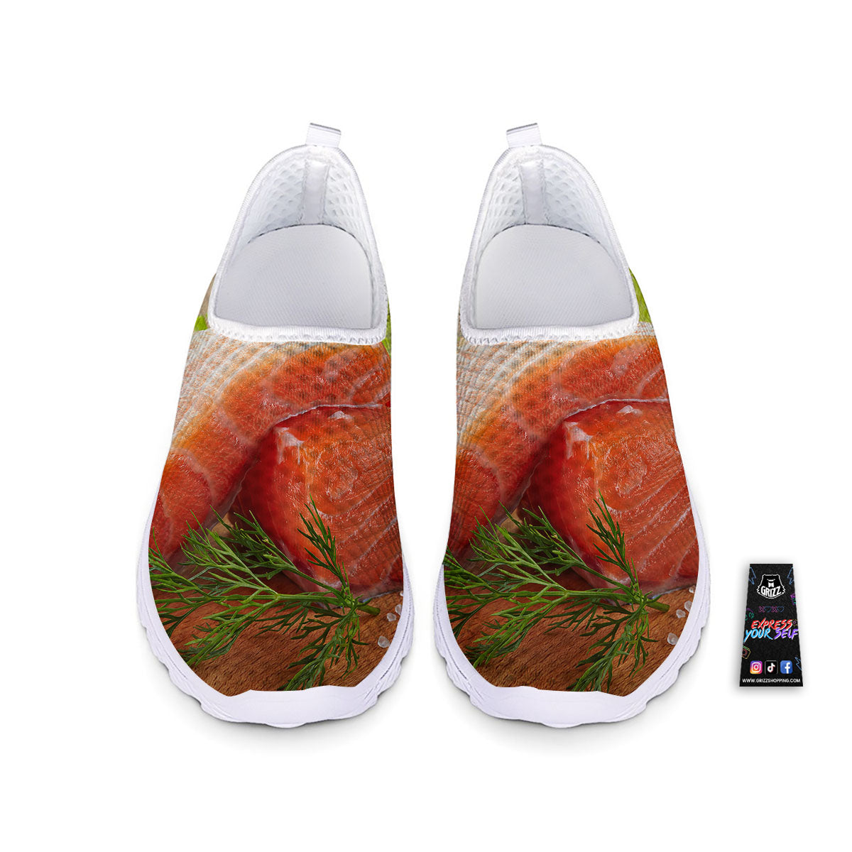 Fresh Salmon Print Nurse Shoes-grizzshop