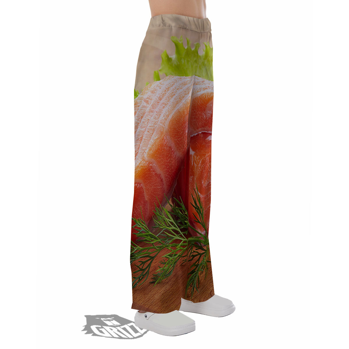 Fresh Salmon Print Pajama Pants-grizzshop