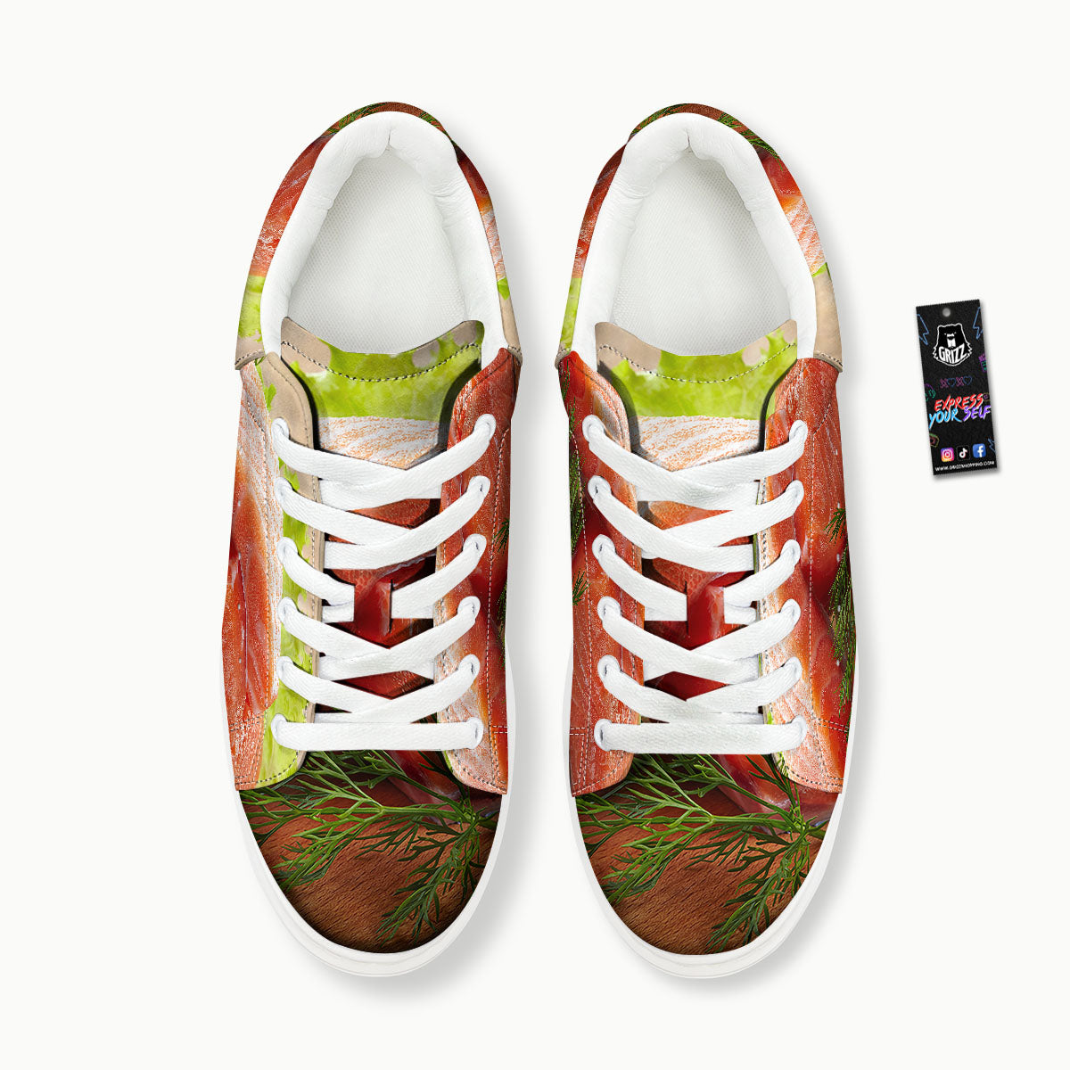 Fresh Salmon Print Platform Shoes-grizzshop