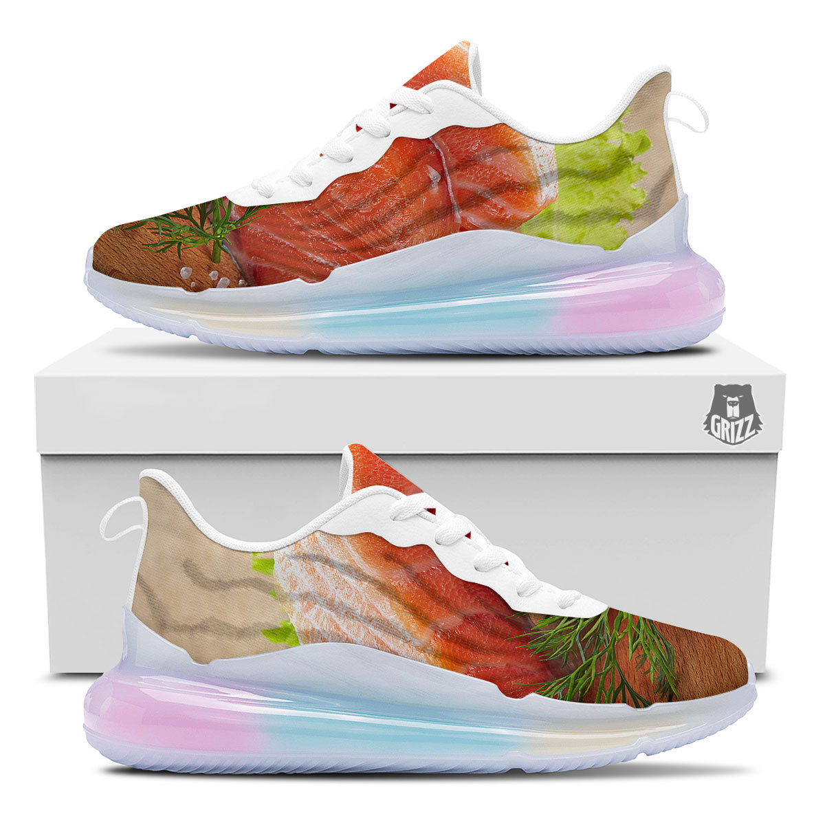 Fresh Salmon Print Running Sneakers-grizzshop