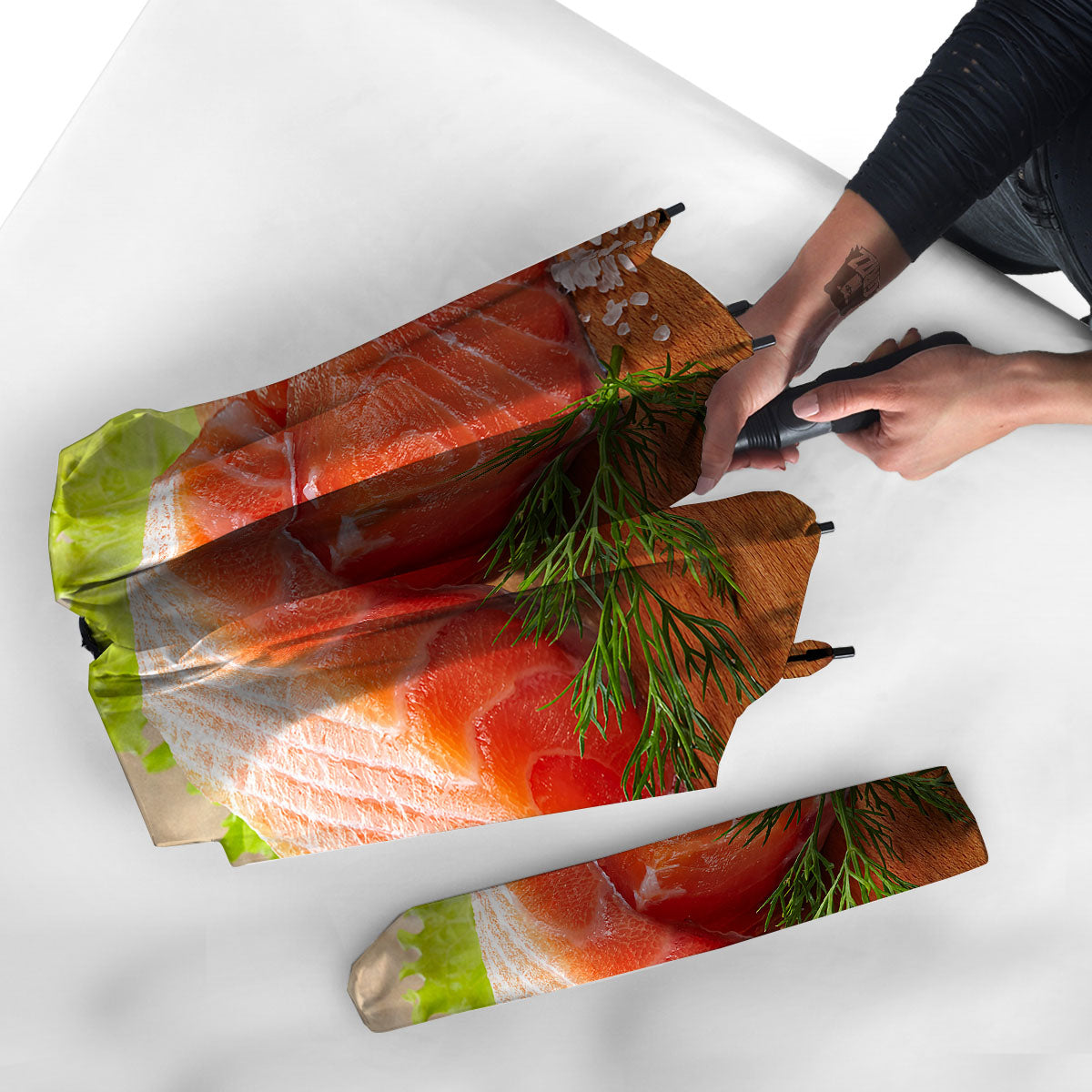 Fresh Salmon Print Umbrella-grizzshop