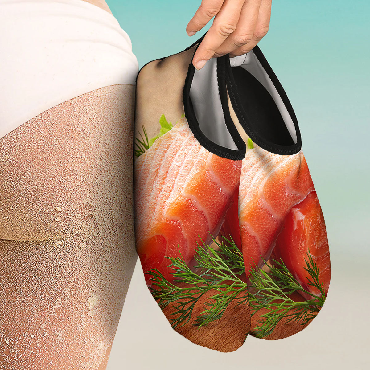 Fresh Salmon Print Water Shoes-grizzshop