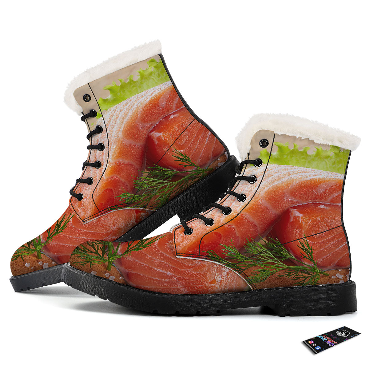 Fresh Salmon Print Winter Boots-grizzshop