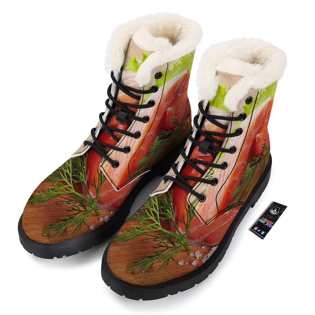 Fresh Salmon Print Winter Boots-grizzshop