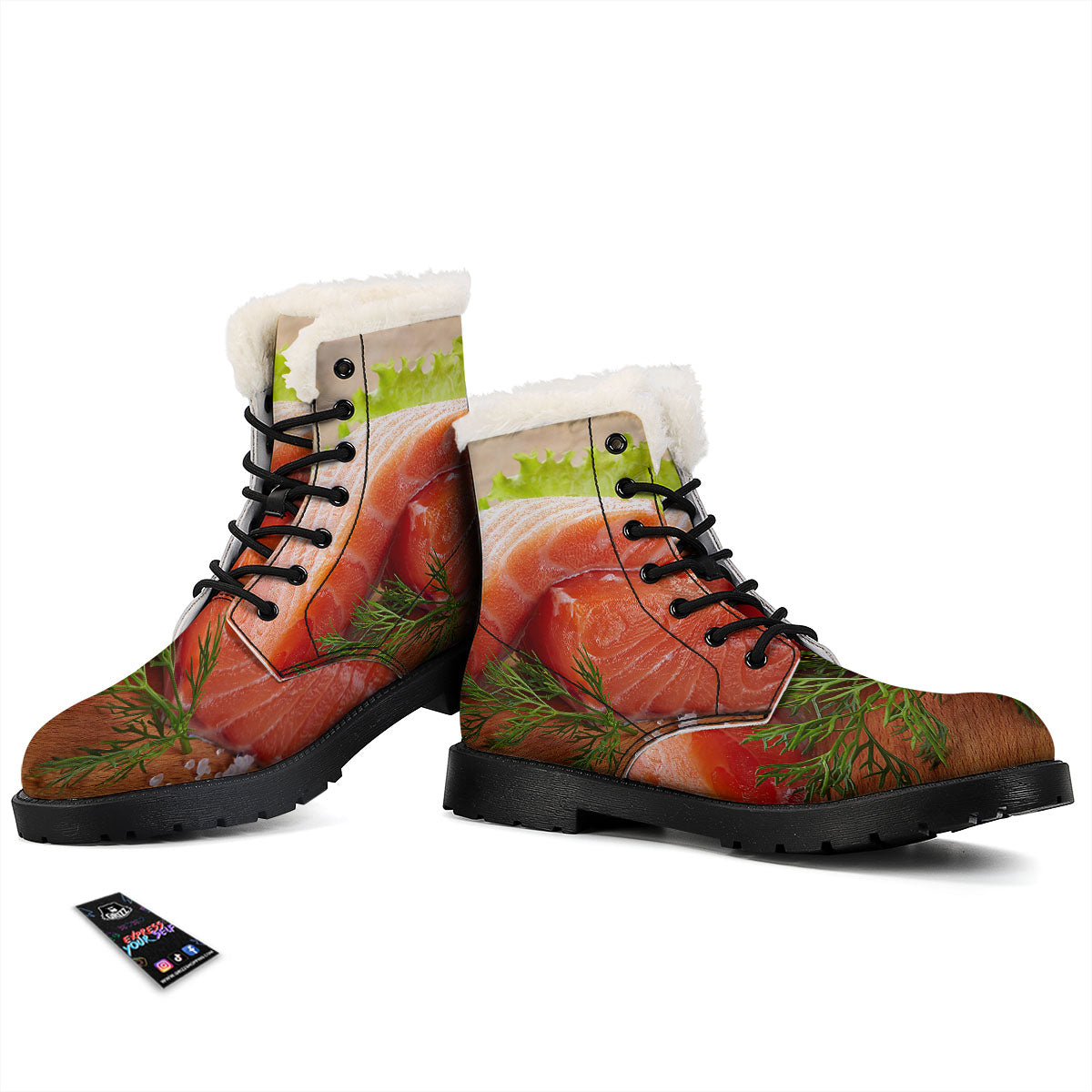Fresh Salmon Print Winter Boots-grizzshop