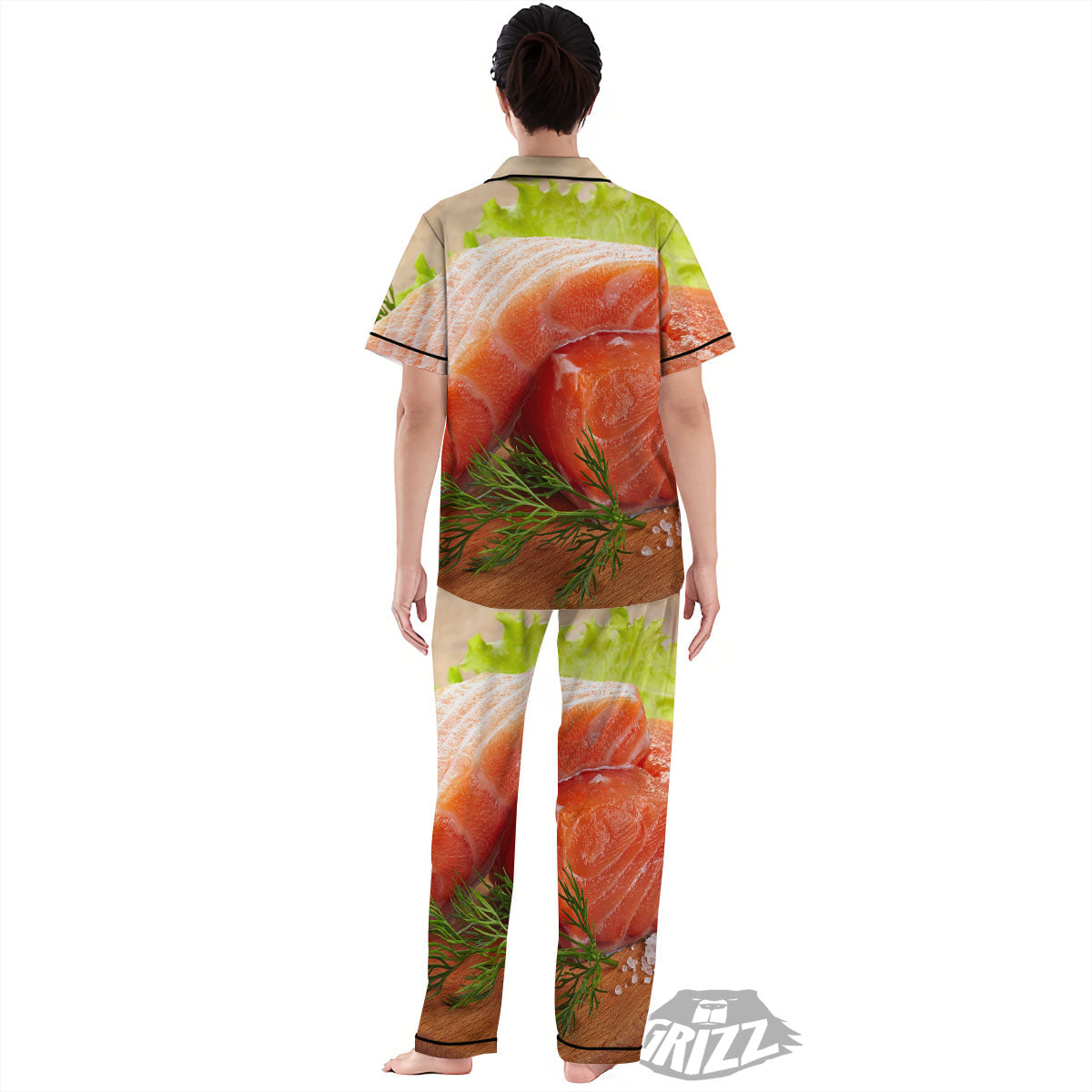 Fresh Salmon Print Women's Pajamas Set-grizzshop