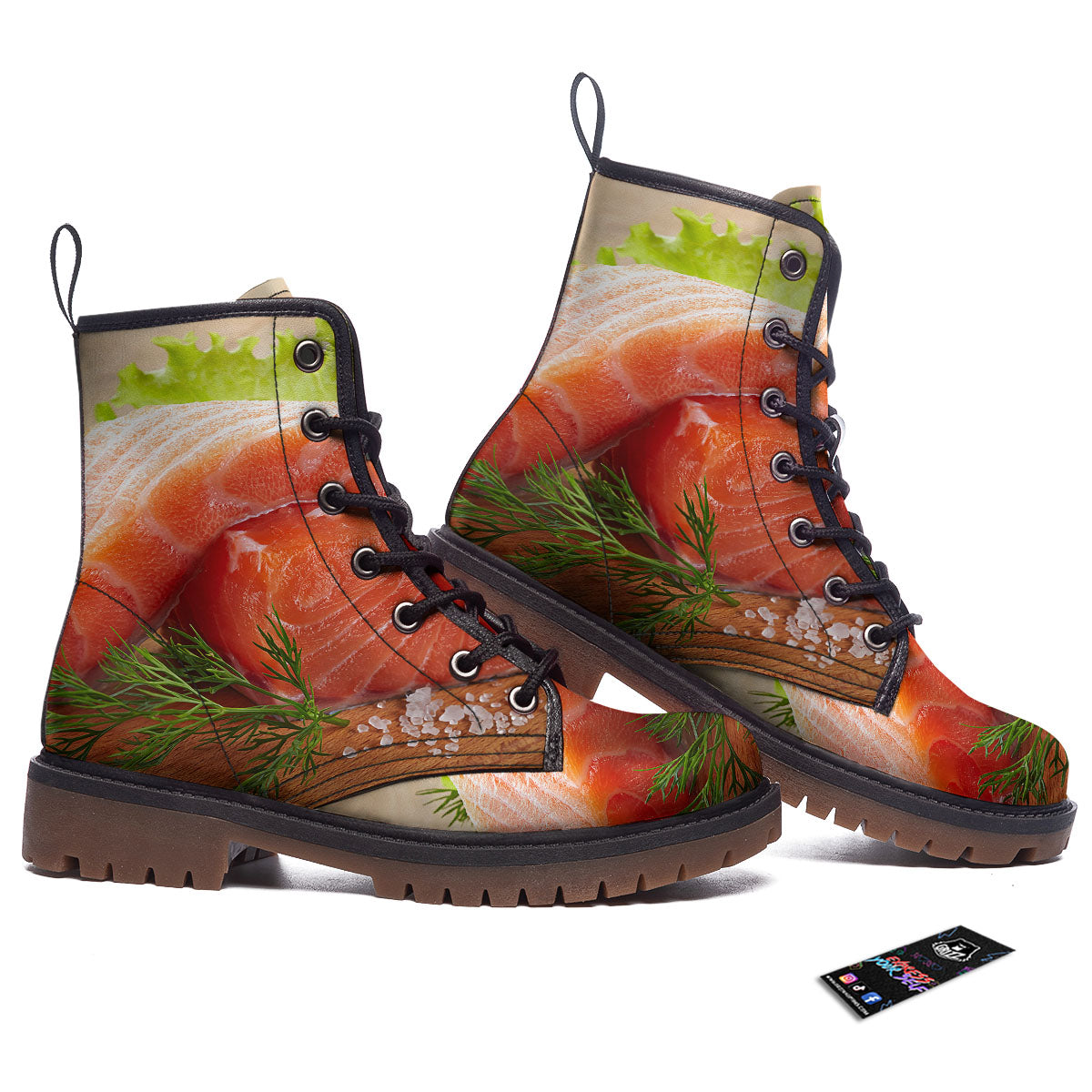 Fresh Salmon Print Work Boots-grizzshop