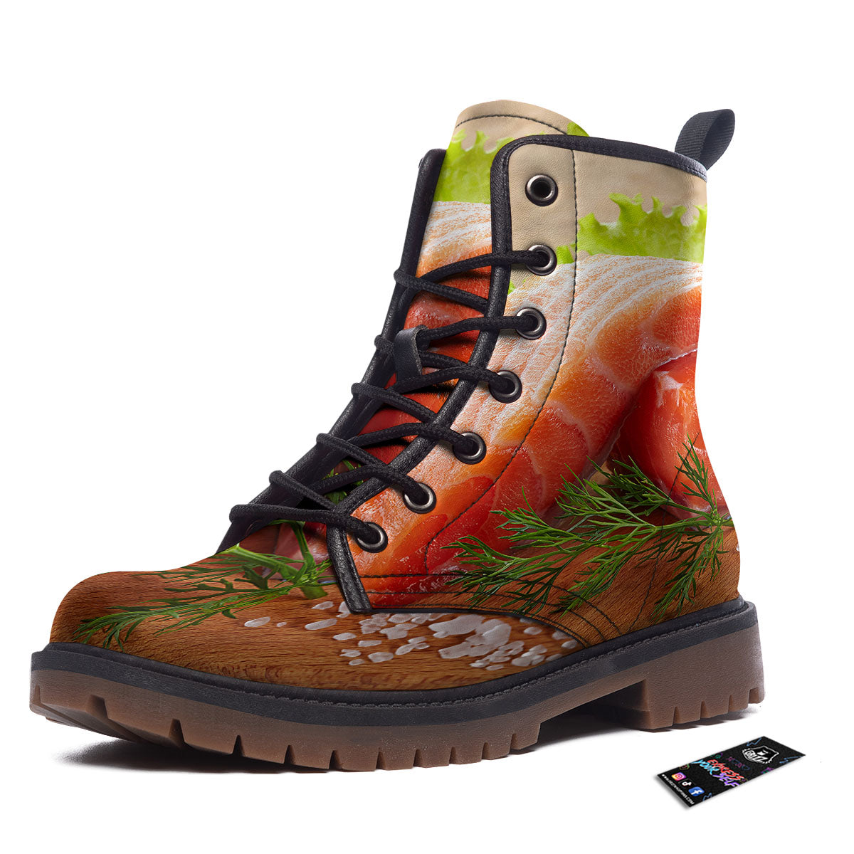 Fresh Salmon Print Work Boots-grizzshop